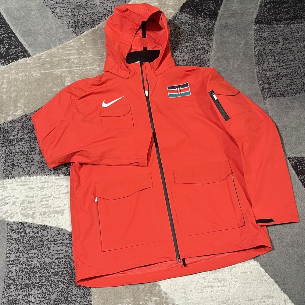 Nike Pro Elite‎ Storm-FIT ADV Kenya Jacket Mens Large Red Waterproof Hooded NEW